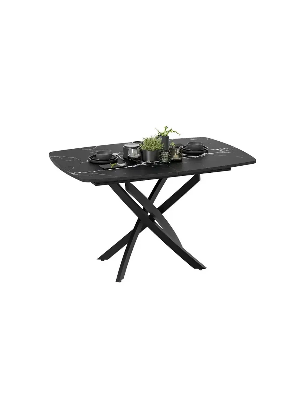 Стол кухонный Черный муар мрамор 134(173)х90х75 см