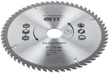 Диск пильный для циркулярных пил по ламинату 210 х 30/25,4 х 60T