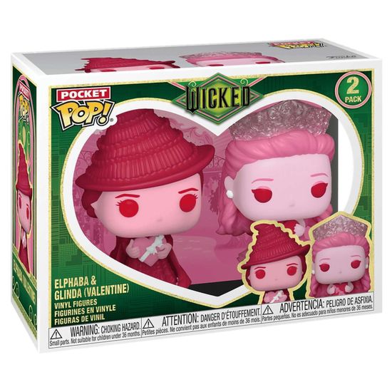 Набор подарочный Funko Pocket POP! Valentines Wicked 2PK 83097 / Фигурка Фанко ПОП! по мотивам фильма "Злая: Сказка о ведьме Запада", Эльфаба и Глинда
