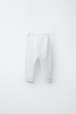 ZARA БРЮКИ ИЗ АЖУРНОГО ТРИКОТАЖА, БЕЛЫЙ