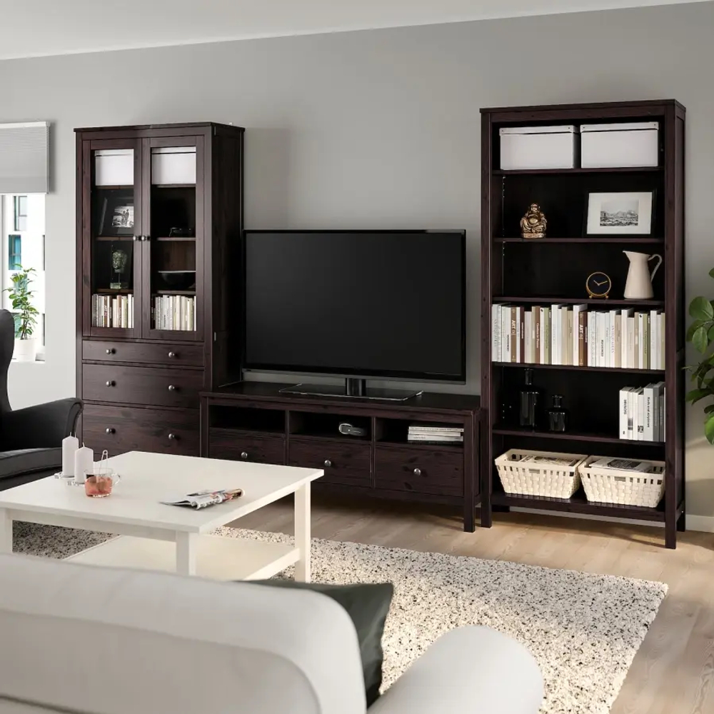 Подставка под телевизор - IKEA HEMNES/ХЕМНЭС ИКЕА, 37/47х197х326 см, черный