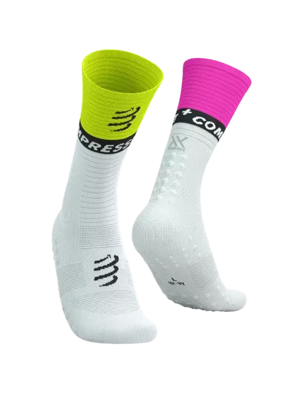 Носки Mid Compression White/Safe Yellow/Neo Pink)
