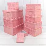 Коробка 34х26х15.3 см Набор 10 шт "Розы" с тиснением (Розовый)
