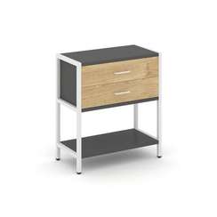 Shelf System Односекционный стеллаж двухярусный с ящиками SN.STM-212 Антрацит/Тиквуд Светлый/Металл