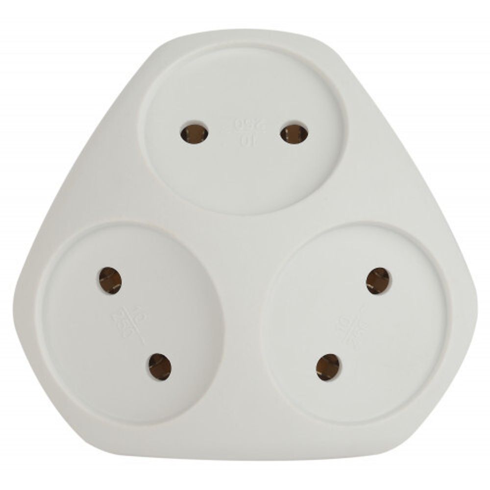 Разветвитель электрический ЭРА SPx-3-W на 3 розетки без заземления 10А белый