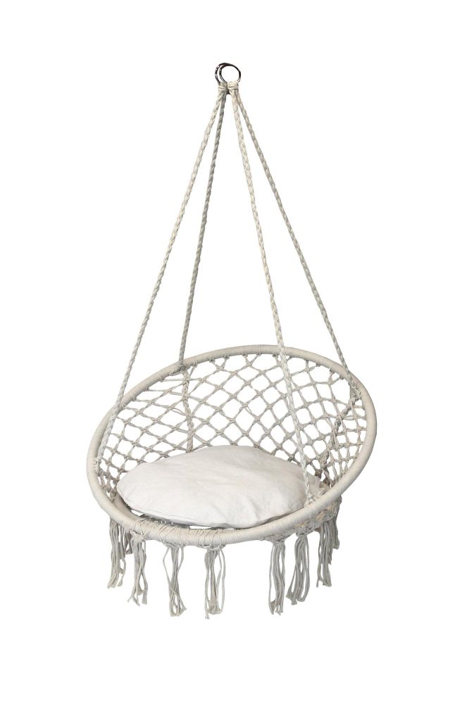 Кресло подвесное Фиби с 1 подушкой арт.GM-N07 (корзина белая, 1 подушка белая, 1 уп.)