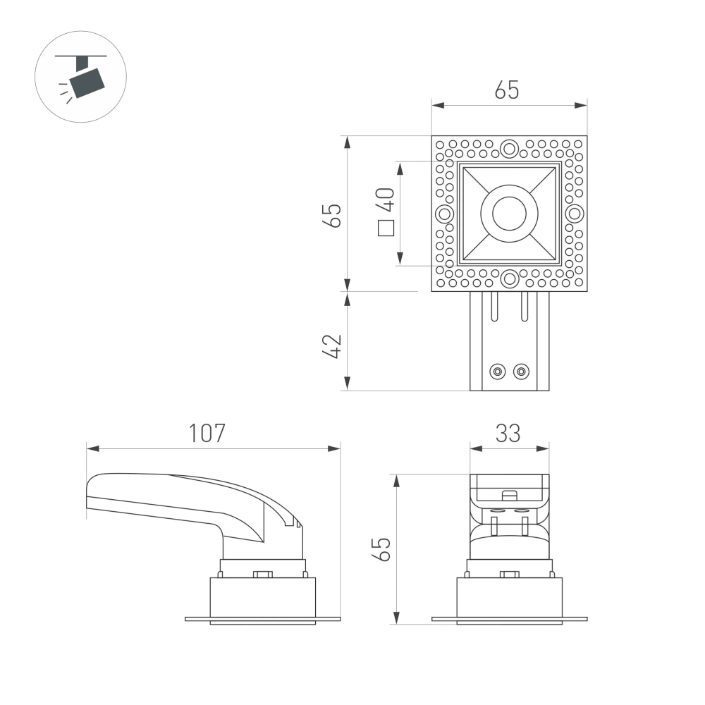 Светильник MS-RIALTO-TRIMLESS-S40x40-9W Warm3000 (WH, 36deg, 230V) (Arlight, IP20 Металл, 5 лет) 048325