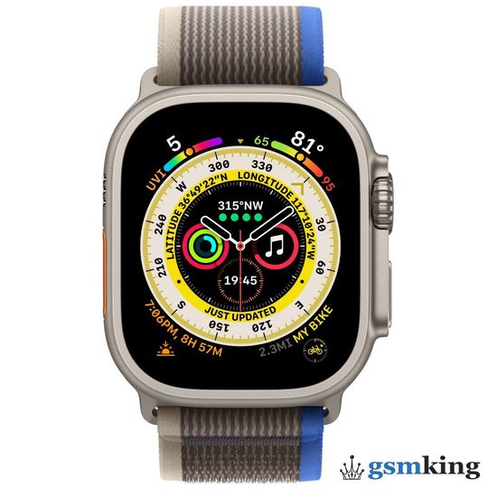 Apple Watch Ultra GPS + Cellular 49mm Titanium Case with Blue/Grey Trail Loop