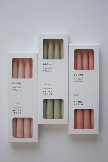 AROMATEPLO Свеча столовая Taper, 25 см,  в наборе из 4 шт