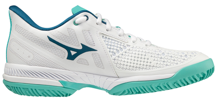 Женские Кроссовки теннисные Mizuno Wave Exceed Tour 5 CC - white/turquoise/moroccanblue