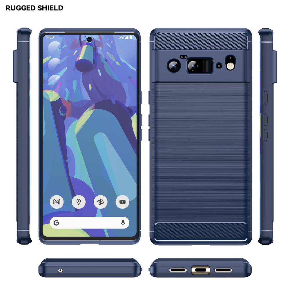Мягкий чехол синего цвета в стиле карбон для Google Pixel 6 Pro, серии Carbon от Caseport