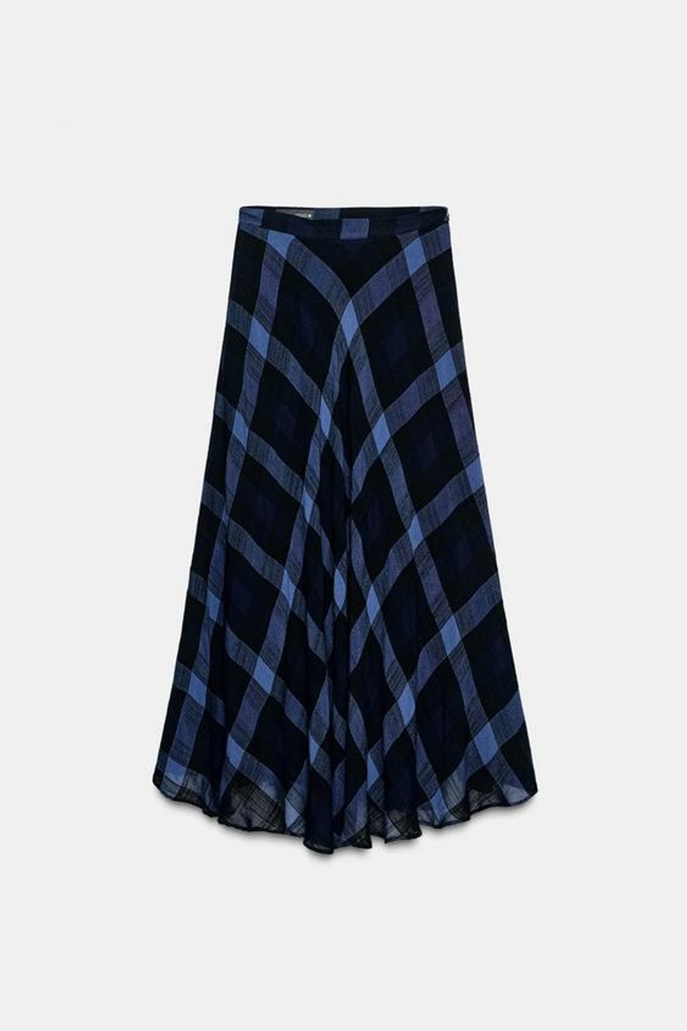 ZARA ЮБКА МИДИ В КЛЕТКУ, МОРСКОЙ ЯРКО-СИНИЙ