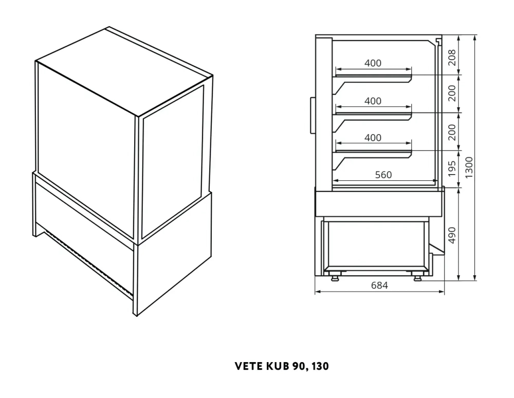 Витрина кондитерская Chilz Vete II kub 90, Антрацит/Серый матовый
