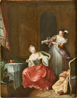 Юэ Ж.-Б.  (Jean-Baptiste Huet; 1745-1811). Утренний туалет. Масло. XVIII в.