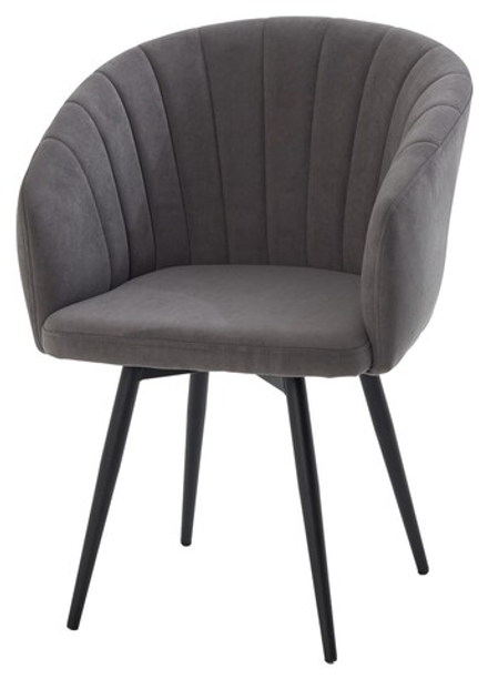 Стул М-City DISAUR Мишель поворотный на поворотный на 360 градусов, B28 темно-серый, Велюр, Черный каркас