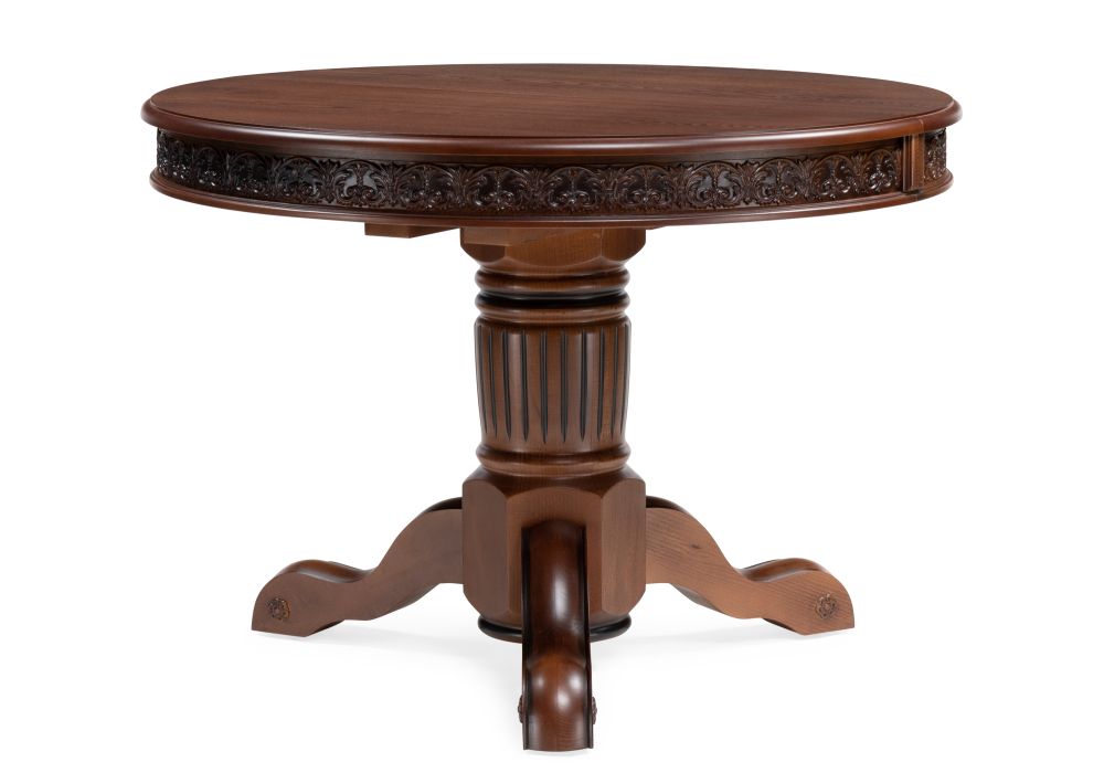 Деревянный стол Коул 110(160)х110х78 орех / коричневая патина