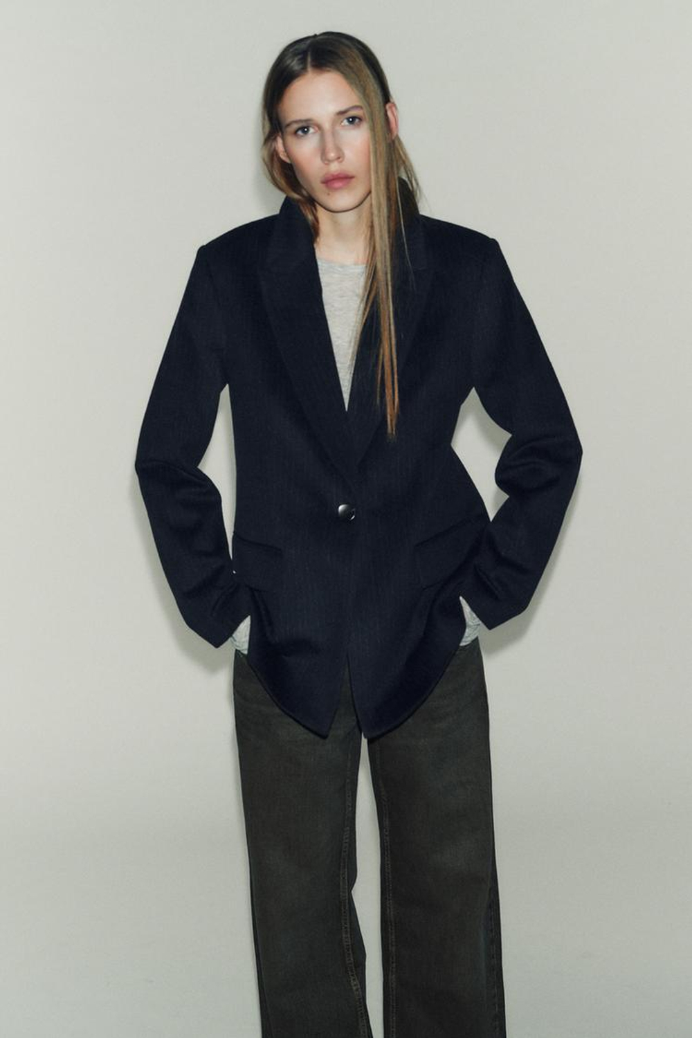 ZARA БЛЕЙЗЕР ИЗ ШЕРСТИ В ТОНКУЮ ПОЛОСКУ, ПОЛОСКИ