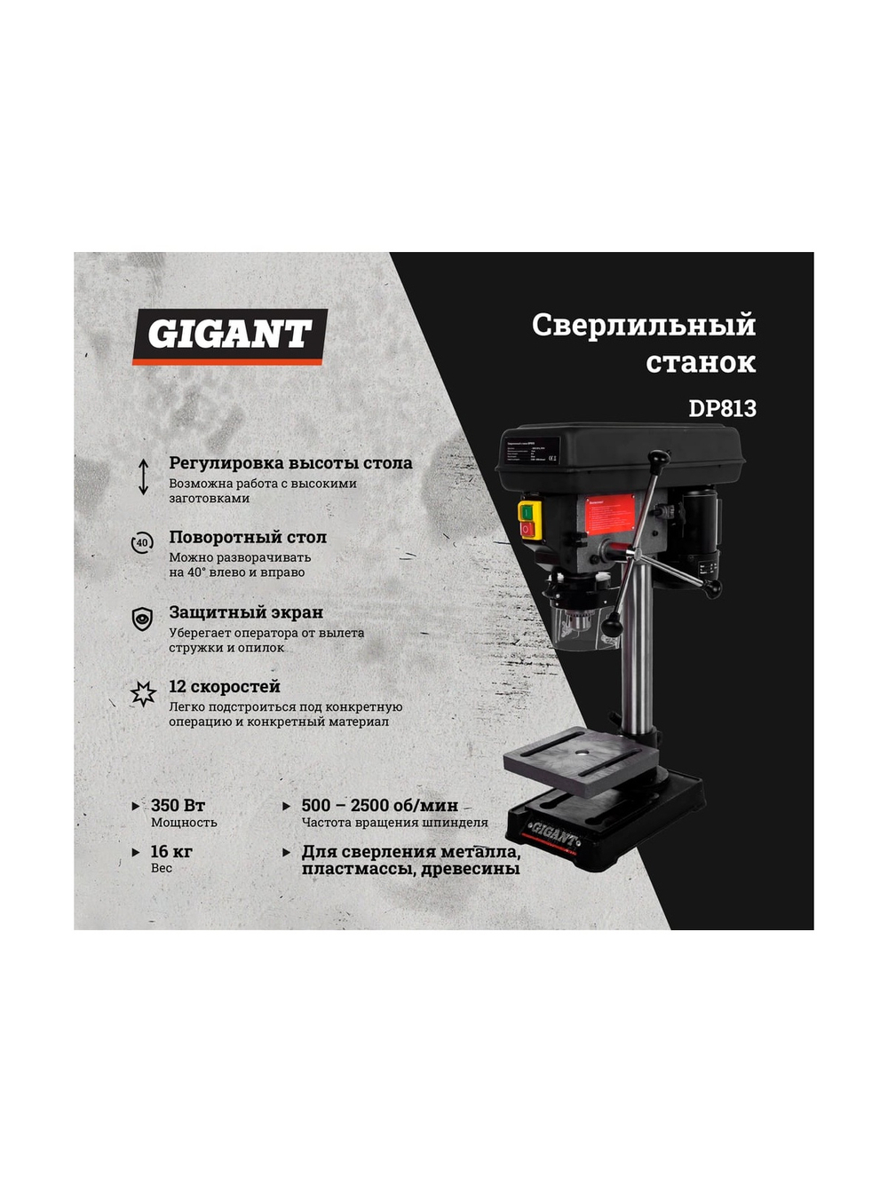 Сверлильный станок 350Вт Gigant DP813