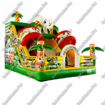 Новый батут-горка "Слоник в джунглях" с двумя горками справа 6*5*5,5 м