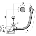 Обвязка для ванны 57 см. полуавтомат пласт.хром пробка 48мм A51CR Alcadrain