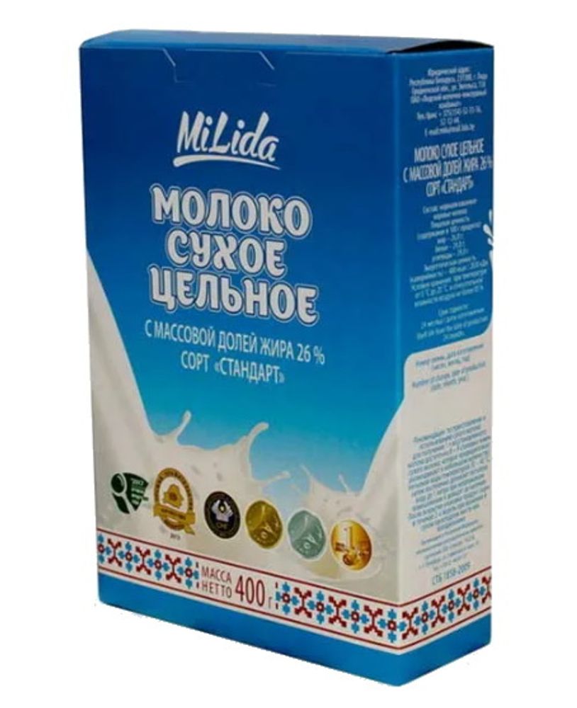 Белорусское молоко сухое &quot;MiLida&quot; 26% жирности 400г. Лида - купить с доставкой по Москве и области