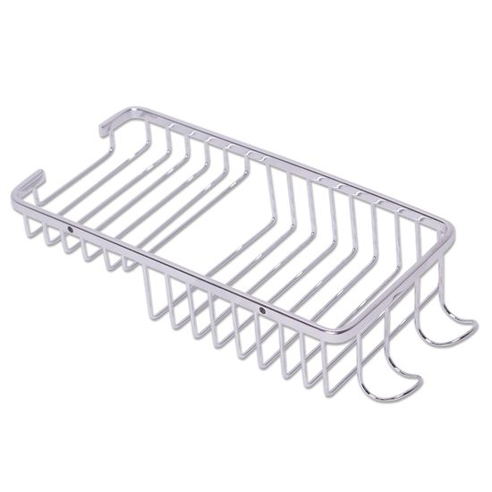 Корзинка прямоугольная с крючками Besser BS 8505 (26,5х11,5х5 см) из нержавеющей стали с хромированным покрытием