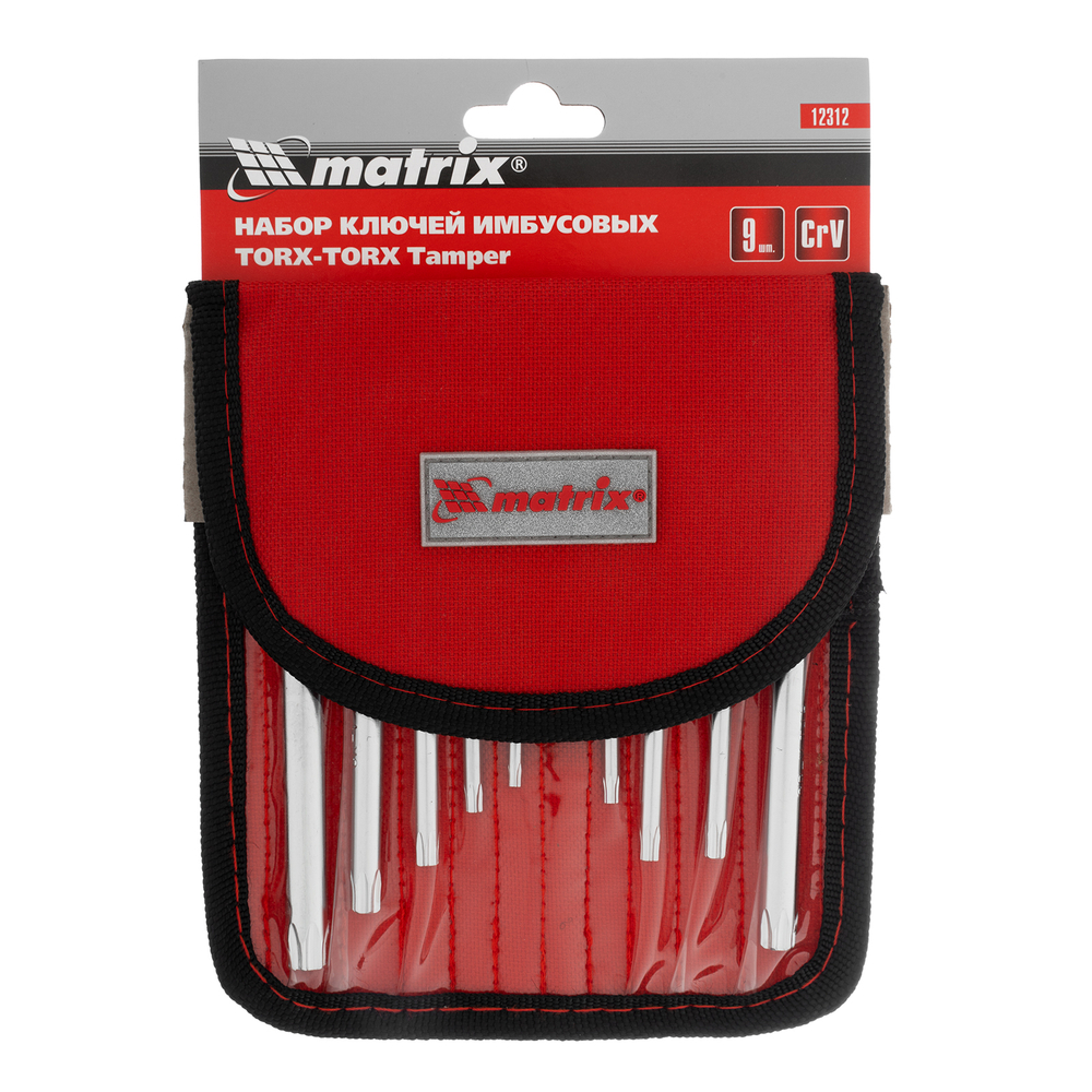 MATRIX Набор ключей имбусовых Torx -Torx Tamper 9шт T10-T50 CrV коротких с сатиновым покрытием чехол