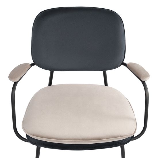 Стул с подлокотниками pea, велюр, темно-серый/бежевый