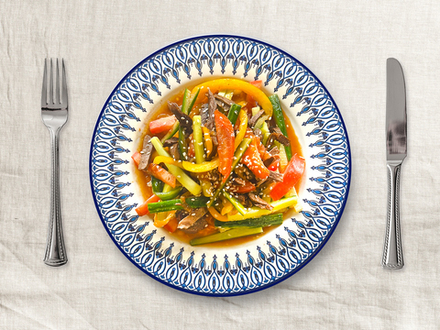 Теплый салат с говядиной «Ташкент»