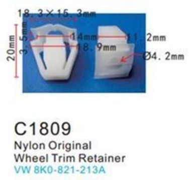 Клипса для крепления внутренней обшивки а/м Фольксваген пластиковая (100шт/уп.) Forsage клипса C1809(VW)