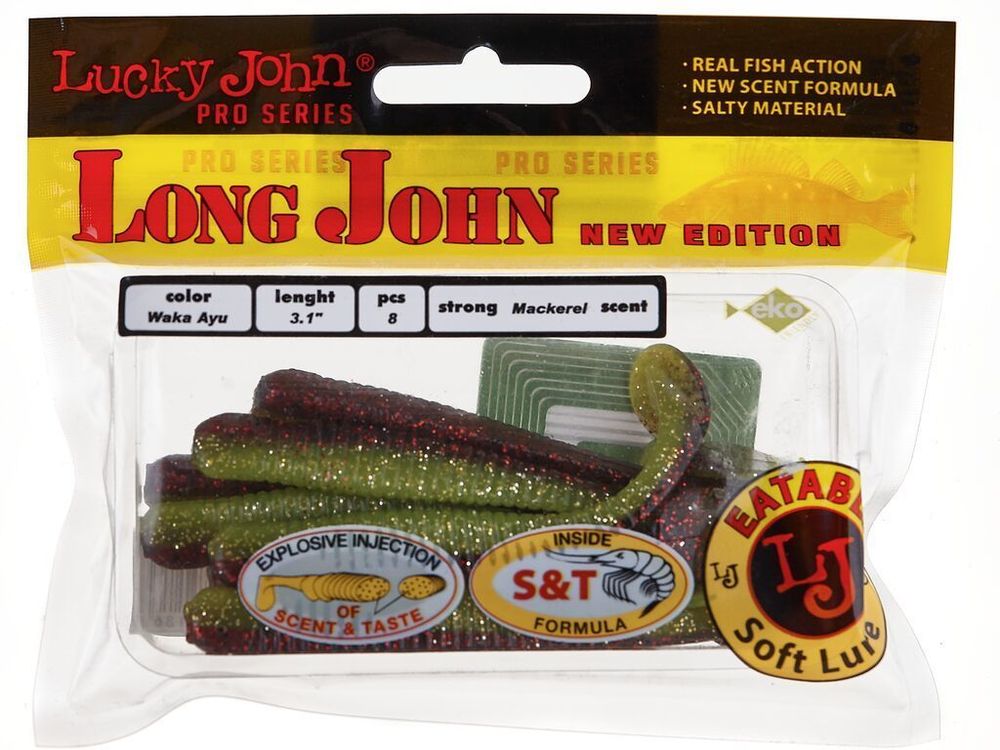 Мягкая приманка Lucky John LONG JOHN 3.1in (79 мм), цвет T44, 8 шт/уп