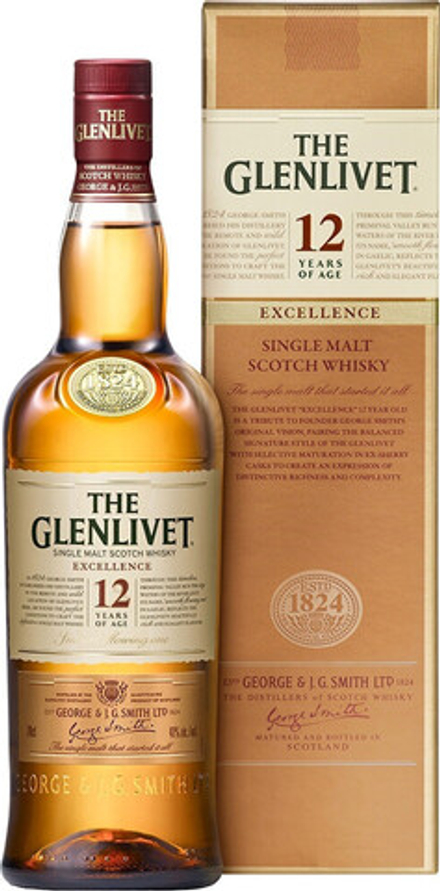 Виски The Glenlivet 12 Years Old Excellence gift box, 0.7 л