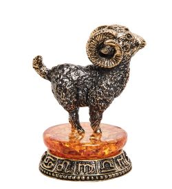 AM-2739 Фигурка «Знак зодиака-Овен» (латунь, янтарь)