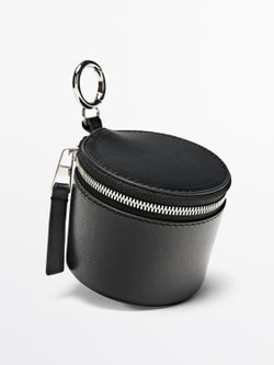 Massimo Dutti Мини-сумка круглая из кожи наппа, черный