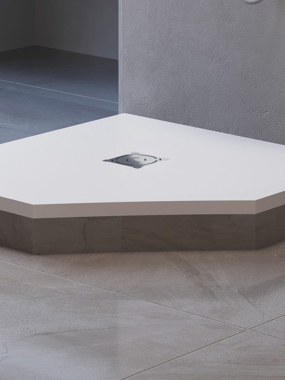 Душевой поддон трапеция RGW ST/T-W Белый (1000x1000)