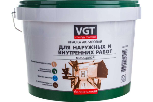КРАСКА VGT Д/НАРУЖНЫХ И ВНУТР РАБОТ ВДАК-1180 3КГ