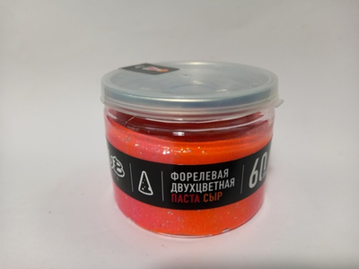 Форелевая паста "Сыр" двухцветная, красная/оранжевая, флюоресцентная.