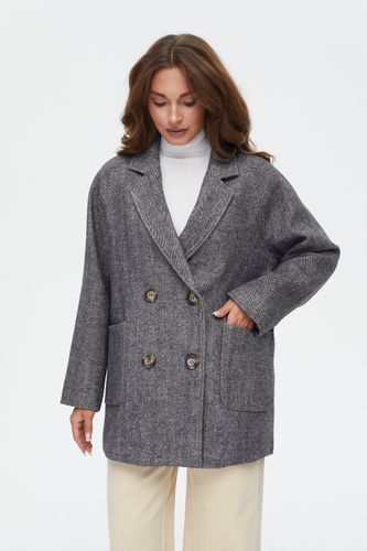 Двубортный темно-серый пиджак из шерсти