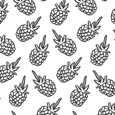 Buy summer fabric food wild berries raspberry black and white