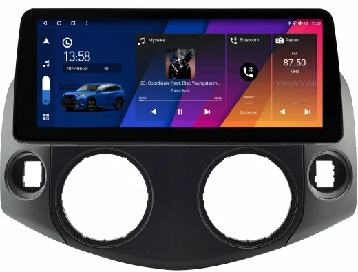 Магнитола для Toyota RAV4 30 2005-2012, Vanguard - Canbox H-Line 0213 монитор 12.3" QLED в стиле BMW на Android 10, ТОП-процессор, CarPlay, 4G SIM-слот
