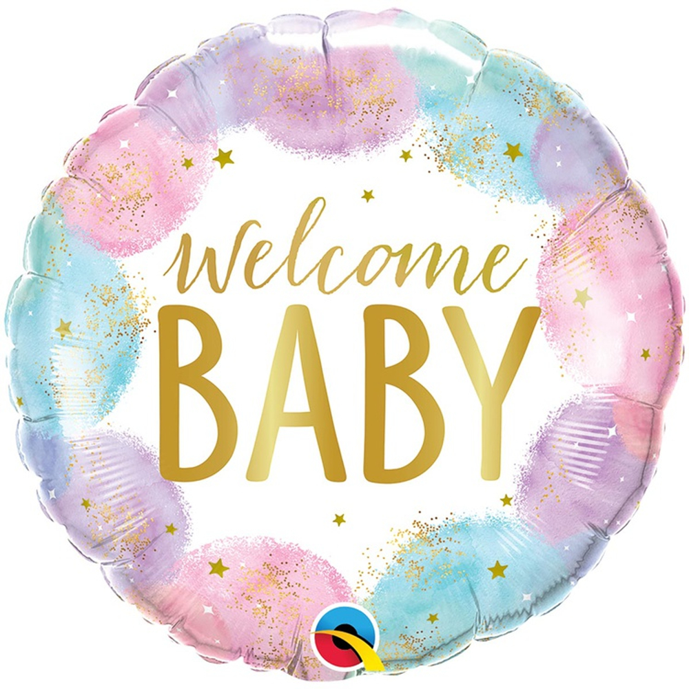 Шар Фольгированный WELCOME BABY Акварель (Розовый, Голубой)