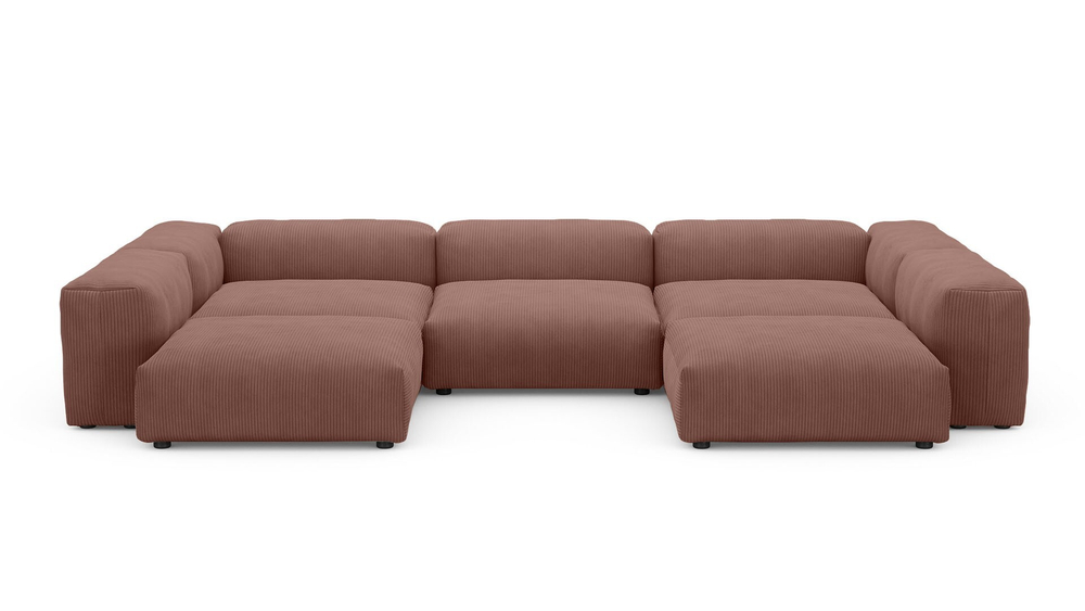 Диван Фиджи (П-образный) Cilium Coral 378*242*62 см, Розовый Вельвет Нераскладной Фиеста