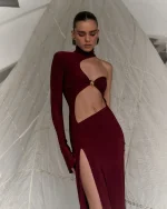 Платье без рукава, бордо