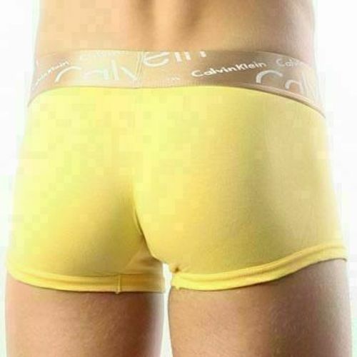 Мужские трусы боксеры желтые с косой резинкой Calvin Klein Bronze Boxer Italics Yellow CK04107