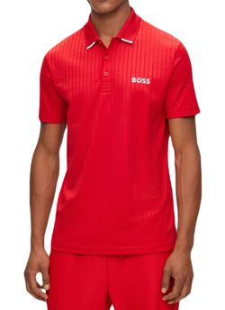 Теннисное поло BOSS x Matteo Drop-needle Polo Shirt With Contrast Logos - medium red