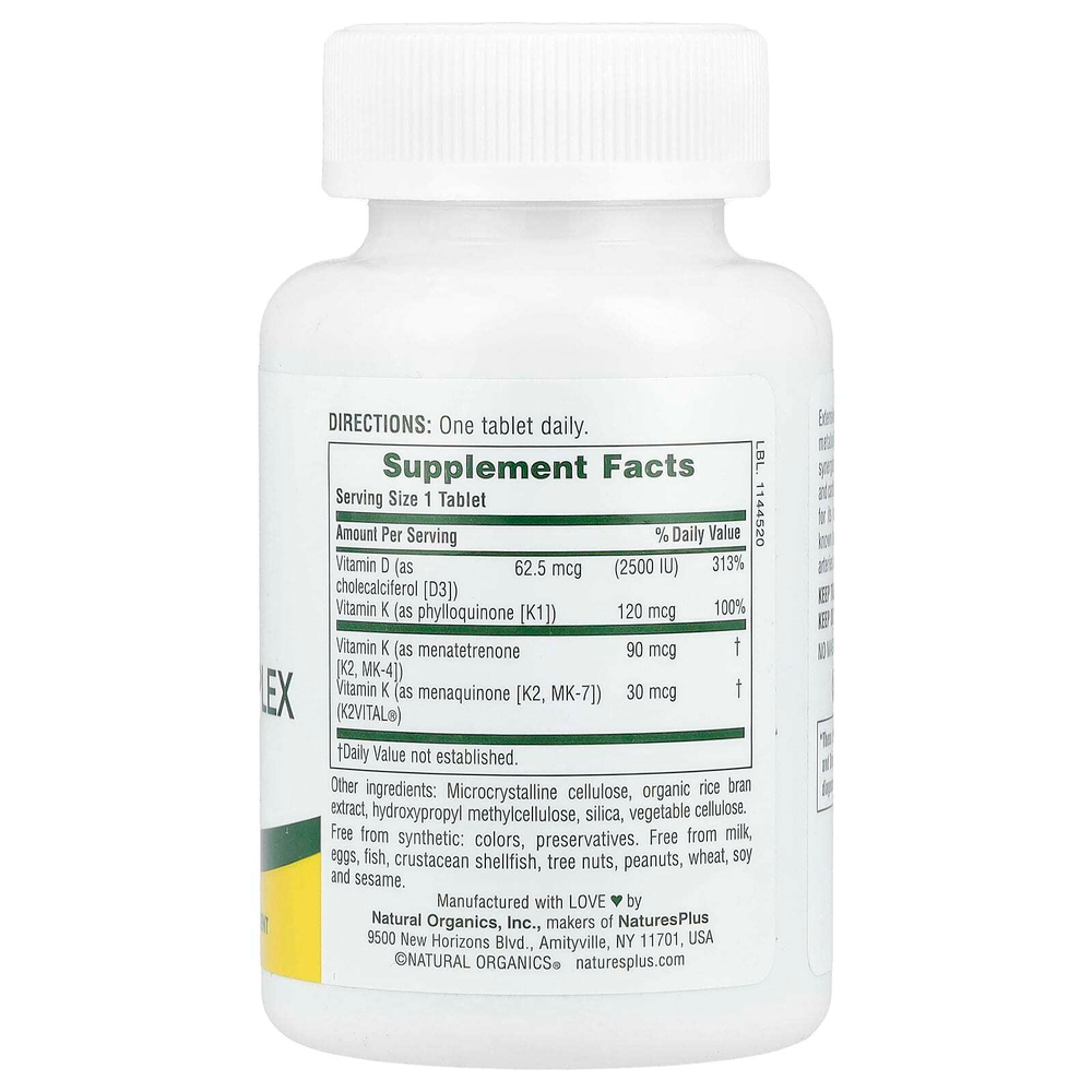 NaturesPlus, комплекс витаминов D3 и К, 90 таблеток