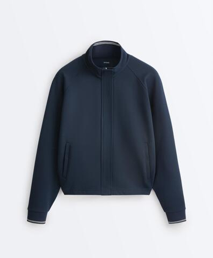 Oysho Куртка пике из хлопка с контрастным Piping, синий