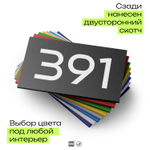 Номер на дверь 391, табличка на дверь для офиса, квартиры, кабинета, аудитории, склада, черная 120х70 мм, Айдентика Технолоджи