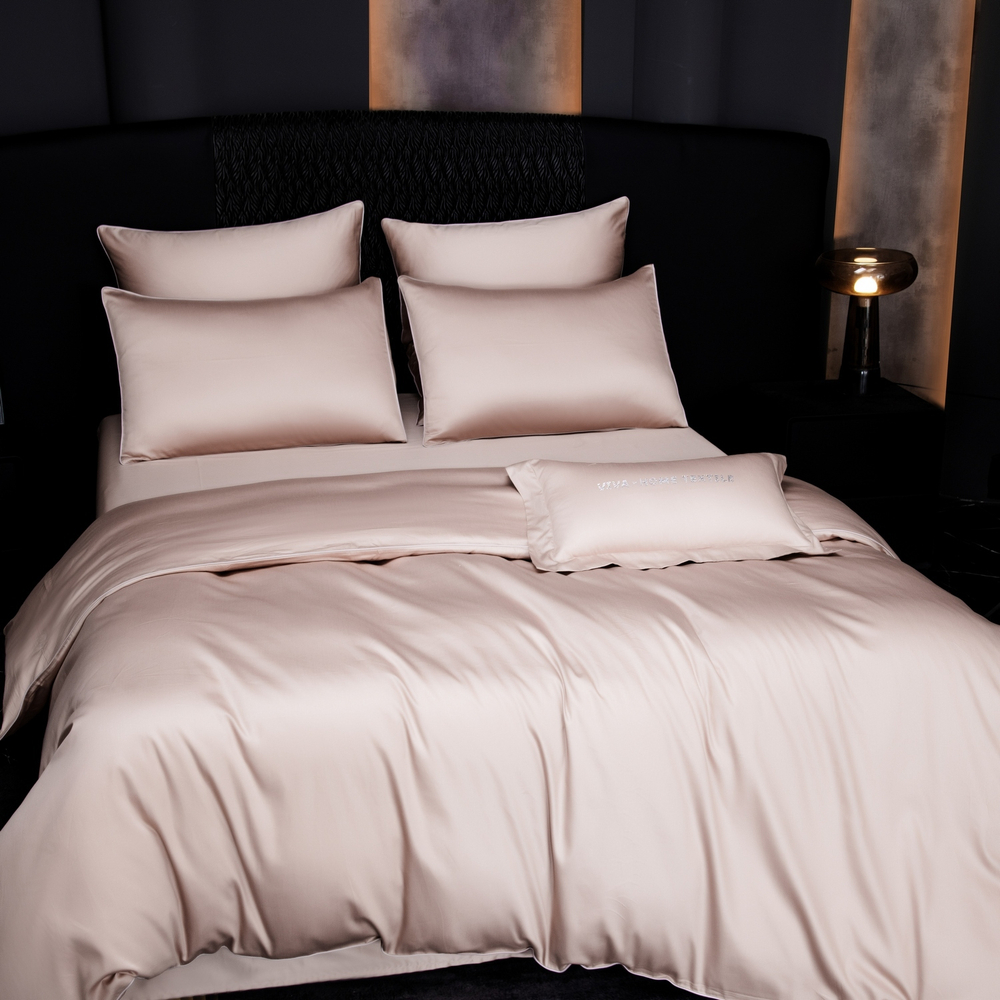 КПБ Однотонный Сатин Премиум на резинке OCPR002, 2 спальный, 4 наволочки, простынь 160*200*30