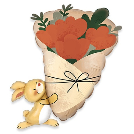 ФИГУРА Зайка с букетом цветов 66 см